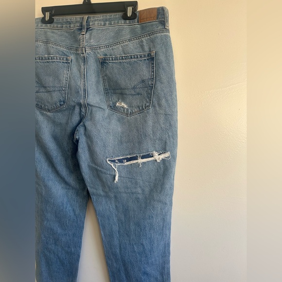 American Eagle Outfitters Blue Patchwork Straight Leg Jeans - Picture 8 of 16